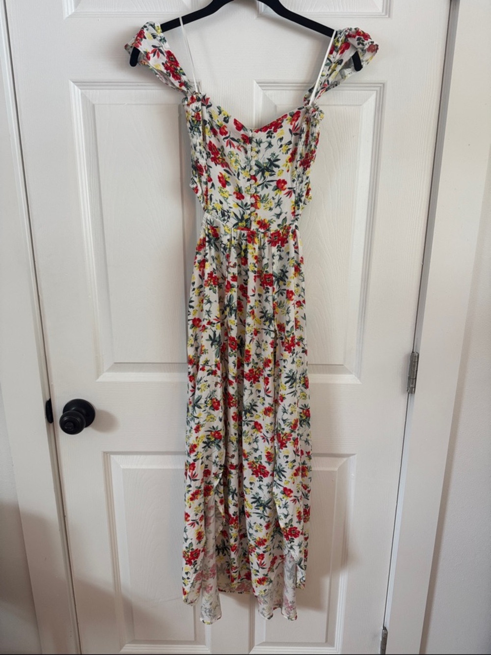 Lush Easy on the Eyes Cream Floral Print Off-the-Shoulder Maxi Dress